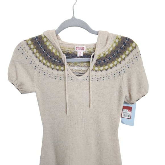 Vtg Y2K MOSSIMO Womens XS Lambs Wool Blend Knit Hooded Sweater NWT Deadstock - Picture 4 of 14